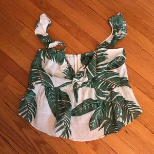Boohoo Leaf tie blouse